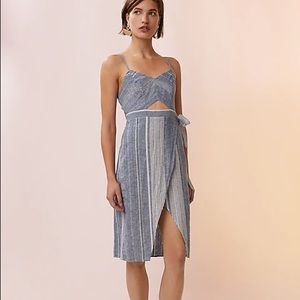 Express striped cutout linen blend midi dress